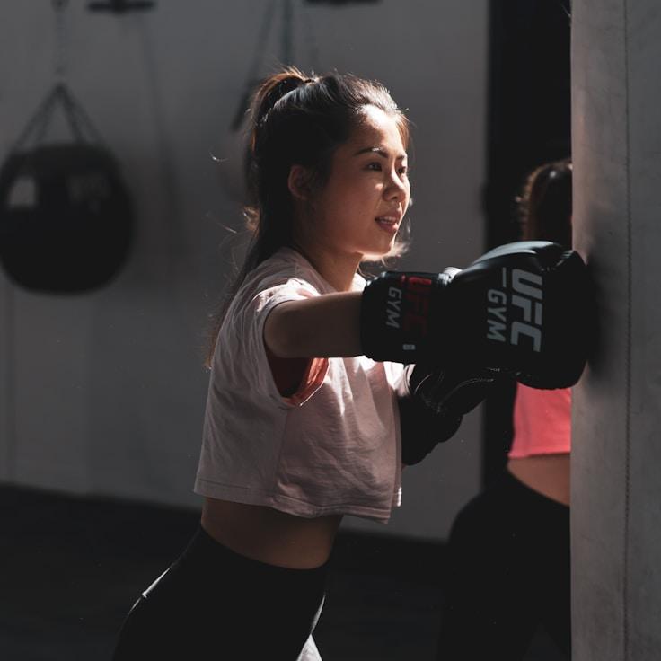 Group fitness class in a modern studio environment